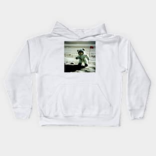 Teddy in a Space suit on the Moon Kids Hoodie